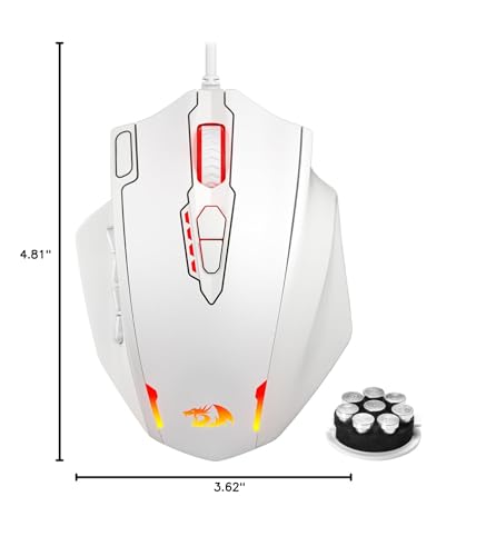 Redragon M908 Impact RGB LED MMO Gaming Mouse with 12 Side Buttons, Optical Wired Ergonomic Mouse with Max 12,400DPI, High Precision, 18 Programmable Macro Shortcuts, Comfort Grip