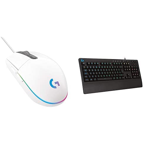 Ratón para juegos con cable Logitech G203, 8000 DPI, efecto óptico arcoíris LIGHTSYNC RGB, 6 botones programables, memoria integrada, mapeo de pantalla, compatible con computadoras PC/Mac y portátiles, color negro 