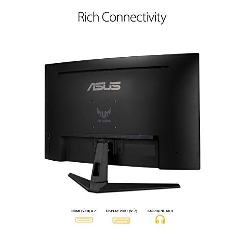 Monitor curvo ASUS TUF Gaming 32" 1440P HDR (VG32VQ1B): QHD (2560 x 1440), 165 Hz (compatible con 144 Hz), 1 ms, desenfoque de movimiento extremadamente bajo, altavoz, FreeSync Premium, montaje VESA, DisplayPort, HDMI, NEGRO 