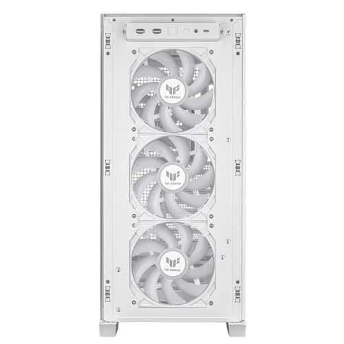 ASUS TUF Gaming GT501 White Edition Mid-Tower Computer Case for up to EATX Motherboards with 2 x USB 3.1 Front Panel, Smoked Tempered Glass, Steel Construction, and Four Case Fans