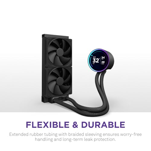 NZXT Kraken 240 - 240mm AIO CPU Liquid Cooler - Customizable 1.54" Square LCD Display for Images, Performance Metrics and More - High-Performance Pump - 2 x F120P Fans - Black