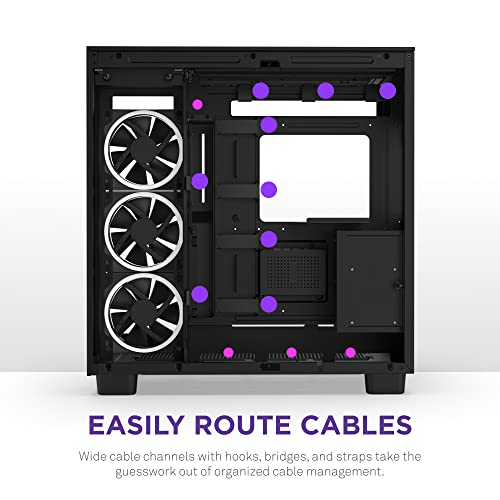 NZXT H9 Flow Dual-Chamber ATX Mid-Tower PC Gaming Case – High-Airflow Perforated Top Panel – Tempered Glass Front & Side Panels – 360mm Radiator Support – Cable Management – Black