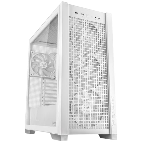 ASUS TUF Gaming GT501 White Edition Mid-Tower Computer Case for up to EATX Motherboards with 2 x USB 3.1 Front Panel, Smoked Tempered Glass, Steel Construction, and Four Case Fans