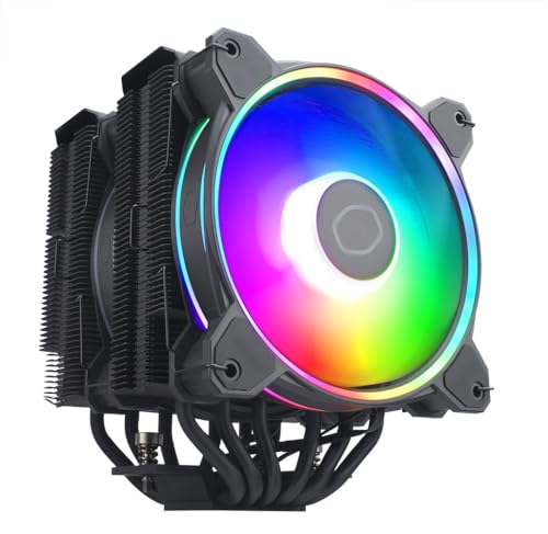 Cooler Master Hyper 212 Halo Black CPU Air Cooler, 120 Halo² PWM Fan, Dual Loop ARGB, Aluminum Top Cover, 4 Copper Heat Pipes, 154mm Tall, AMD Ryzen AM5|AM4, Intel LGA 1851|1700|1200 Brackets