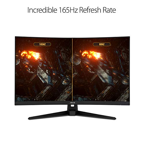 Monitor curvo ASUS TUF Gaming 32" 1440P HDR (VG32VQ1B): QHD (2560 x 1440), 165 Hz (compatible con 144 Hz), 1 ms, desenfoque de movimiento extremadamente bajo, altavoz, FreeSync Premium, montaje VESA, DisplayPort, HDMI, NEGRO 