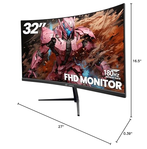 CRUA 24 Inch 144hz/180hz Curved Gaming Monitor, FHD 1080P Frameless Computer Monitors, Support AMD freesync Low Motion Blur, Eye Care, DP, HDMI, Compatible Wall Mountable Installs-Black