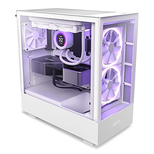 NZXT H5 Flow Compact ATX Mid-Tower PC Gaming Case – High Airflow Perforated Tempered Glass Front/Side Panel – Cable Management – 2 x 120mm Fans Included – 280mm Radiator Support – Black