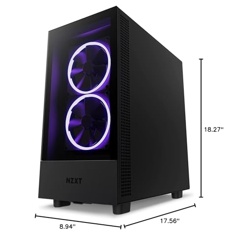 NZXT H5 Flow Compact ATX Mid-Tower PC Gaming Case – High Airflow Perforated Tempered Glass Front/Side Panel – Cable Management – 2 x 120mm Fans Included – 280mm Radiator Support – Black