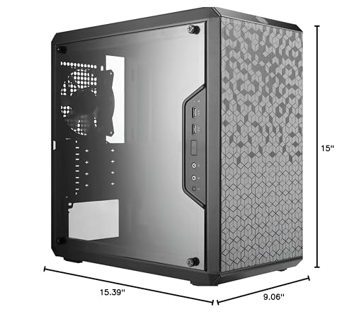 Torre Micro-ATX Cooler Master MasterBox Q300L con filtro de polvo de diseño magnético, panel lateral de acrílico transparente, E/S ajustable y flujo de aire completamente ventilado, color negro (MCB-Q300L-KANN-S00) 