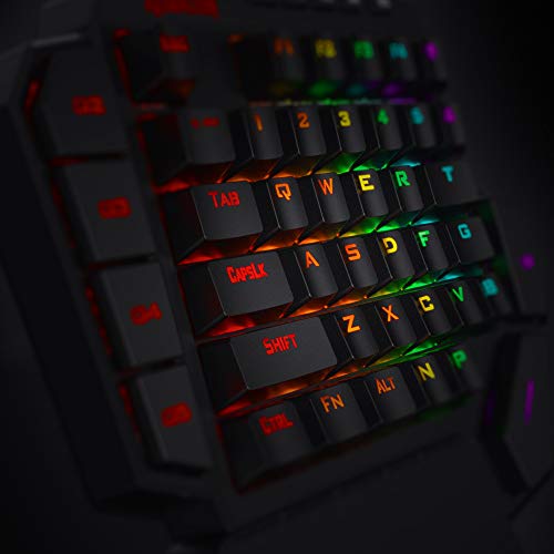 Teclado mecánico para juegos con cable RGB de una mano Redragon K585 DITI, teclado para juegos profesional tipo C de 42 teclas con conector intercambiable en caliente mejorado, 7 teclas macro integradas y reposamuñecas desmontable 