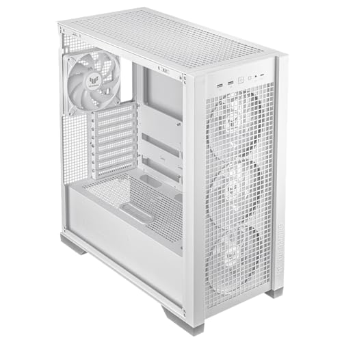 ASUS TUF Gaming GT501 White Edition Mid-Tower Computer Case for up to EATX Motherboards with 2 x USB 3.1 Front Panel, Smoked Tempered Glass, Steel Construction, and Four Case Fans