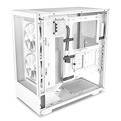 NZXT H5 Flow Compact ATX Mid-Tower PC Gaming Case – High Airflow Perforated Tempered Glass Front/Side Panel – Cable Management – 2 x 120mm Fans Included – 280mm Radiator Support – Black