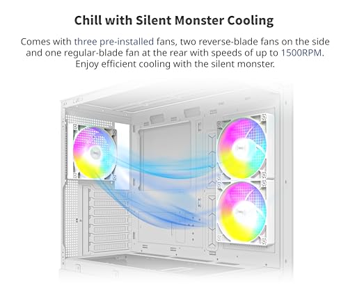 Montech X3 Mesh, 6 Fans - 3x 140mm & 3x 120mm Fixed RGB Lighting Fans, ATX Mid-Tower PC Gaming Case, USB3.0, Door Open Tempered Glass Side Panel, High Airflow, Black