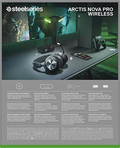 SteelSeries Arctis Nova Pro Wireless Multi-System Gaming Headset - Premium Hi-Fi Drivers - Active Noise Cancellation - Infinity Power System - Stealth Retractable Mic - PC, PS5/PS4, Switch, Mobile