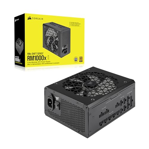 Corsair RM1000x Shift Fully Modular ATX Power Supply - Modular Side Interface - ATX 3.0 & PCIe 5.0 Compliant - Zero RPM Fan Mode - 105°C-Rated Capacitors - 80 Plus Gold Efficiency - Black