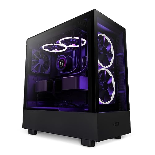 NZXT H5 Flow Compact ATX Mid-Tower PC Gaming Case – High Airflow Perforated Tempered Glass Front/Side Panel – Cable Management – 2 x 120mm Fans Included – 280mm Radiator Support – Black