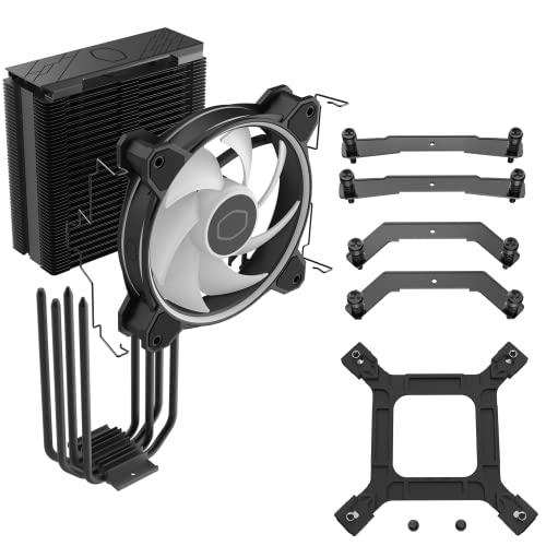 Cooler Master Hyper 212 Halo Black CPU Air Cooler, 120 Halo² PWM Fan, Dual Loop ARGB, Aluminum Top Cover, 4 Copper Heat Pipes, 154mm Tall, AMD Ryzen AM5|AM4, Intel LGA 1851|1700|1200 Brackets