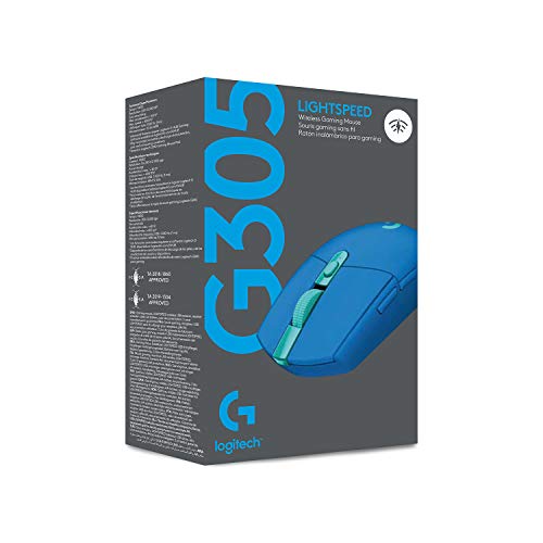 Ratón inalámbrico para juegos Logitech G305 LIGHTSPEED, sensor Hero 12K, 12 000 DPI, ligero, 6 botones programables, duración de batería de 250 h, memoria integrada, PC/Mac, color negro 