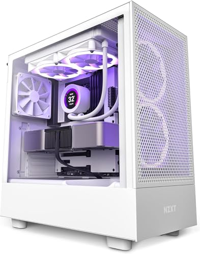 NZXT H5 Flow Compact ATX Mid-Tower PC Gaming Case – High Airflow Perforated Tempered Glass Front/Side Panel – Cable Management – 2 x 120mm Fans Included – 280mm Radiator Support – Black