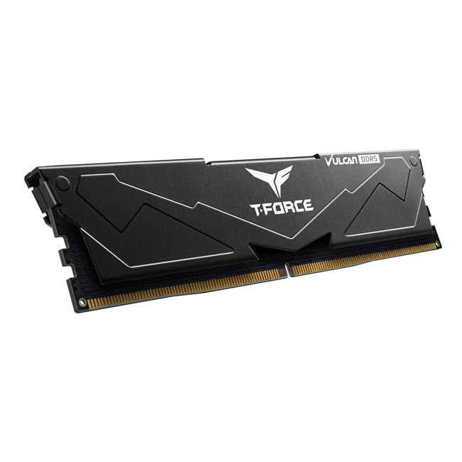 TEAMGROUP T-Force Vulcan DDR5 32GB (2x16GB) 6000MHz (PC5-48000) CL38 Desktop Memory Module Ram (Black) for Chipset 600 700 Series XMP 3.0 Ready - FLBD532G6000HC38ADC01