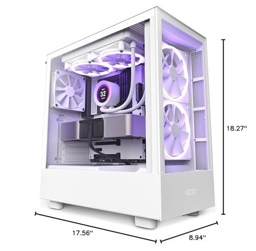 NZXT H5 Flow Compact ATX Mid-Tower PC Gaming Case – High Airflow Perforated Tempered Glass Front/Side Panel – Cable Management – 2 x 120mm Fans Included – 280mm Radiator Support – Black