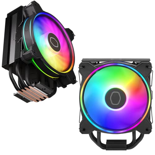 Cooler Master Hyper 212 Halo Black CPU Air Cooler, 120 Halo² PWM Fan, Dual Loop ARGB, Aluminum Top Cover, 4 Copper Heat Pipes, 154mm Tall, AMD Ryzen AM5|AM4, Intel LGA 1851|1700|1200 Brackets