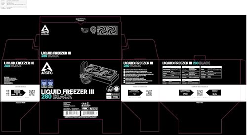 ARCTIC Liquid Freezer III 280 - Refrigerador de agua para CPU AIO, refrigeración líquida para PC, Intel y AMD, bomba controlada por PWM eficiente, ventilador: 200–1700 RPM, marco de contacto LGA1851 y LGA1700 - Negro 