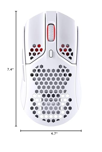 HyperX Pulsefire Haste - Ratón inalámbrico para juegos - Ultraligero, 61 g, duración de batería de 100 horas, conexión inalámbrica de 2,4 GHz, carcasa en forma de panal, diseño hexagonal, hasta 16 000 DPI, 6 botones programables - Negro, 4P5D7AA 