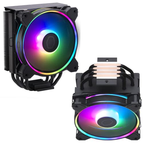 Cooler Master Hyper 212 Halo Black CPU Air Cooler, 120 Halo² PWM Fan, Dual Loop ARGB, Aluminum Top Cover, 4 Copper Heat Pipes, 154mm Tall, AMD Ryzen AM5|AM4, Intel LGA 1851|1700|1200 Brackets