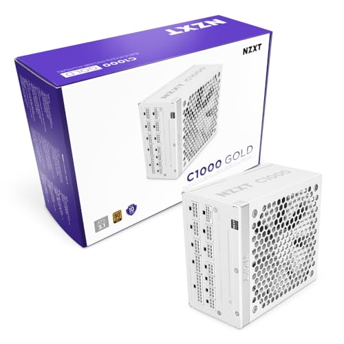 NZXT C1000 Gold ATX 3.1 - Fuente de alimentación para juegos de PC totalmente modular y silenciosa - 1000 vatios - 80 Plus Gold - Conector 12 V-2x6 - Modo de ventilador cero - Capacitores 100 % japoneses - Color negro 