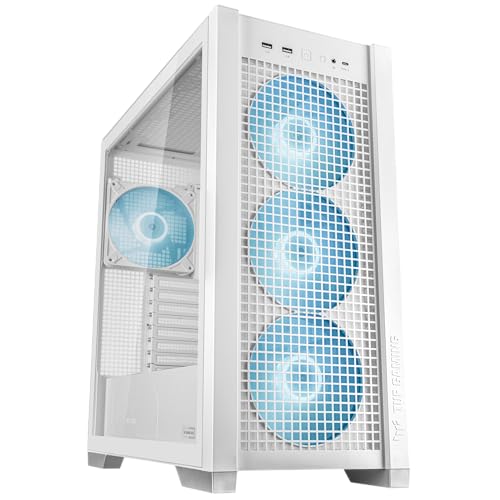 ASUS TUF Gaming GT501 White Edition Mid-Tower Computer Case for up to EATX Motherboards with 2 x USB 3.1 Front Panel, Smoked Tempered Glass, Steel Construction, and Four Case Fans