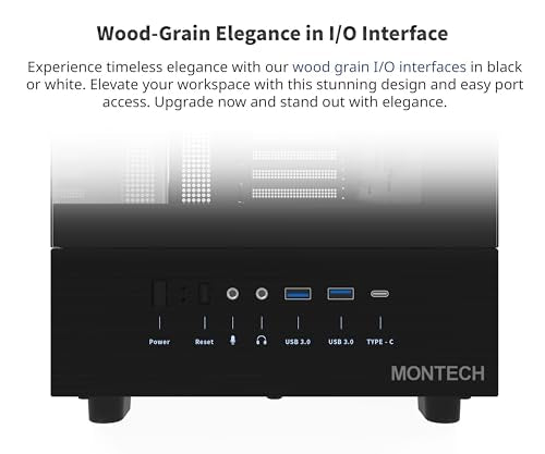 Montech X3 Mesh, 6 ventiladores (3 ventiladores de 140 mm y 3 ventiladores de 120 mm con iluminación RGB fija), gabinete para juegos de PC de torre media ATX, USB 3.0, panel lateral de vidrio templado con puerta abierta, alto flujo de aire, negro 