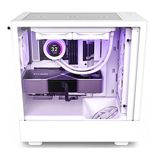 NZXT H5 Flow Compact ATX Mid-Tower PC Gaming Case – High Airflow Perforated Tempered Glass Front/Side Panel – Cable Management – 2 x 120mm Fans Included – 280mm Radiator Support – Black