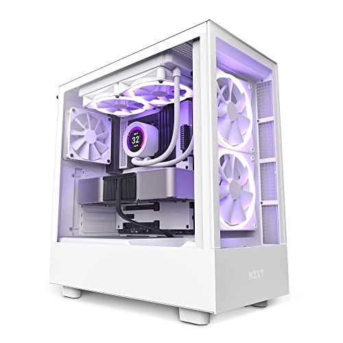 NZXT H5 Flow Compact ATX Mid-Tower PC Gaming Case – High Airflow Perforated Tempered Glass Front/Side Panel – Cable Management – 2 x 120mm Fans Included – 280mm Radiator Support – Black