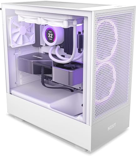 NZXT H5 Flow Compact ATX Mid-Tower PC Gaming Case – High Airflow Perforated Tempered Glass Front/Side Panel – Cable Management – 2 x 120mm Fans Included – 280mm Radiator Support – Black