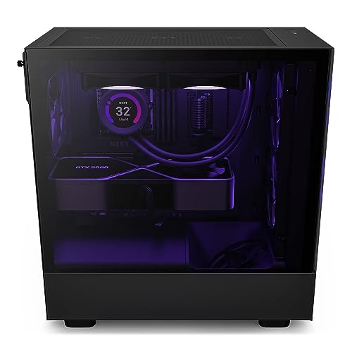 NZXT H5 Flow Compact ATX Mid-Tower PC Gaming Case – High Airflow Perforated Tempered Glass Front/Side Panel – Cable Management – 2 x 120mm Fans Included – 280mm Radiator Support – Black