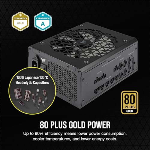 Corsair RM1000x Shift Fully Modular ATX Power Supply - Modular Side Interface - ATX 3.0 & PCIe 5.0 Compliant - Zero RPM Fan Mode - 105°C-Rated Capacitors - 80 Plus Gold Efficiency - Black