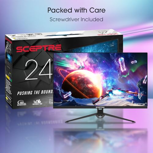 Monitor para juegos Sceptre IPS de 24", 165 Hz, 144 Hz, Full HD (1920 x 1080), FreeSync Eye Care, FPS, RTS, DisplayPort, HDMI, parlantes integrados, negro máquina 2020 (E248B-FPT168), IPS de 24", 165 Hz 