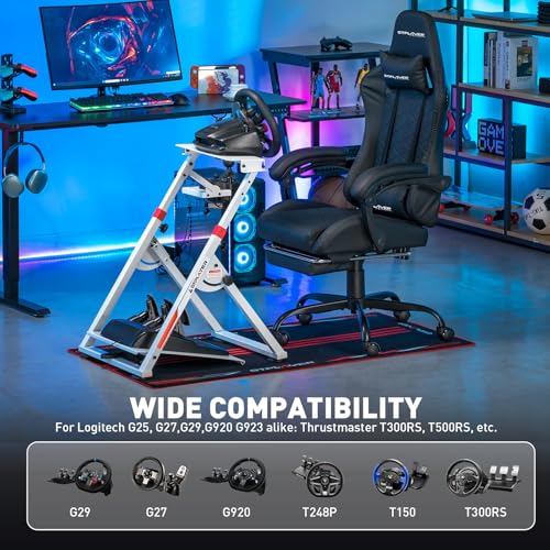 GTPLAYER Sim Racing Wheel Stand Simulator Cockpit Wheel Stand Racing Steering Shifter Mount fit for Logitech G25 G27 G29 G920 G923 Thrustmaster T330TS Gaming Stand Wheel Pedals NOT Included (Black)