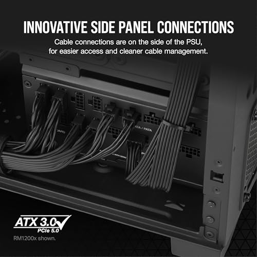 Corsair RM1000x Shift Fully Modular ATX Power Supply - Modular Side Interface - ATX 3.0 & PCIe 5.0 Compliant - Zero RPM Fan Mode - 105°C-Rated Capacitors - 80 Plus Gold Efficiency - Black