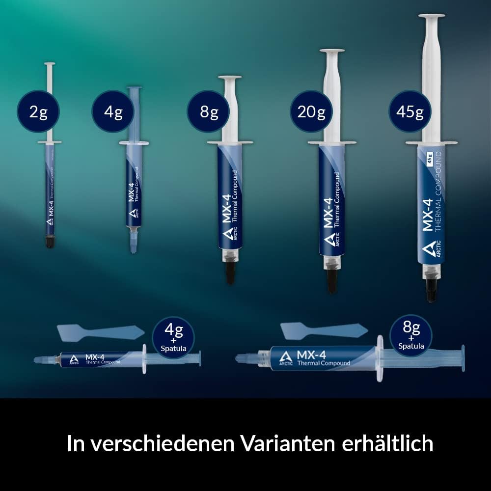 ARCTIC MX-4 (4 g) - Premium Performance Thermal Paste for All Processors (CPU, GPU - PC), Very high Thermal Conductivity, Long Durability, Safe Application, Non-Conductive