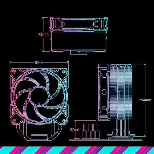 Cooler Master Hyper 212 Halo Black CPU Air Cooler, 120 Halo² PWM Fan, Dual Loop ARGB, Aluminum Top Cover, 4 Copper Heat Pipes, 154mm Tall, AMD Ryzen AM5|AM4, Intel LGA 1851|1700|1200 Brackets