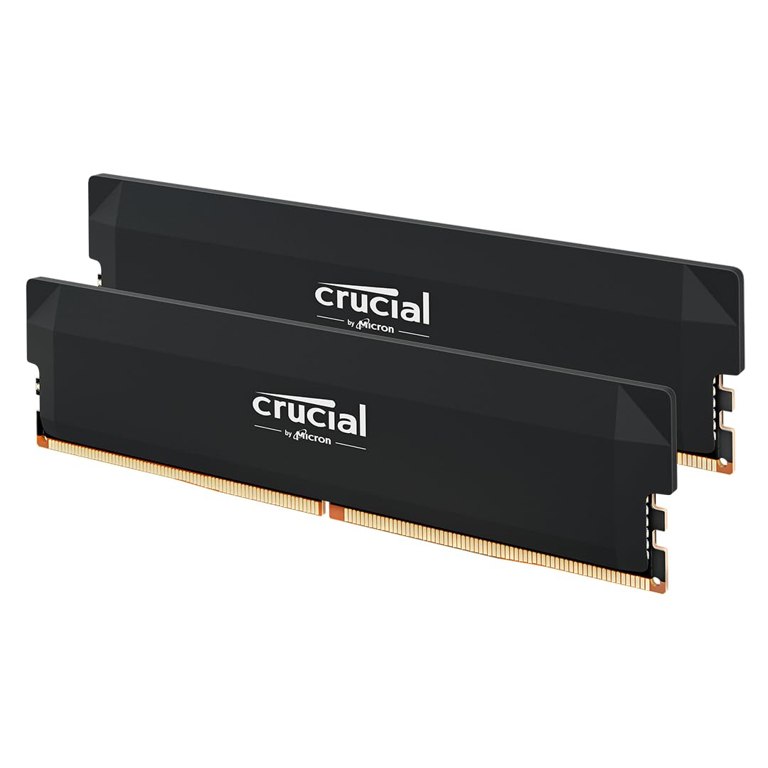 Kit de memoria RAM Crucial Pro DDR5 de 32 GB (2 x 16 GB) a 6000 MHz, compatible con Intel XMP 3.0 y AMD Expo, para juegos de escritorio, color blanco CP2K16G60C36U5W 