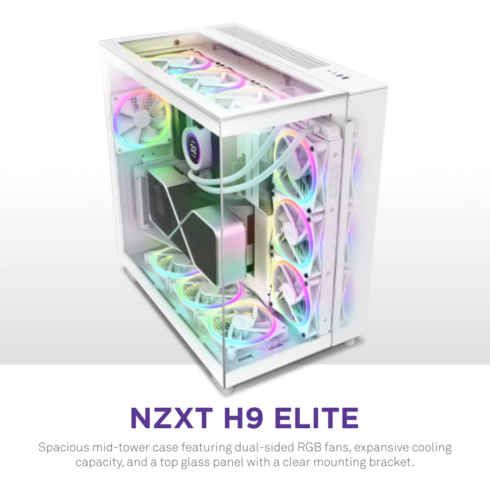 NZXT H9 Flow Dual-Chamber ATX Mid-Tower PC Gaming Case – High-Airflow Perforated Top Panel – Tempered Glass Front & Side Panels – 360mm Radiator Support – Cable Management – Black