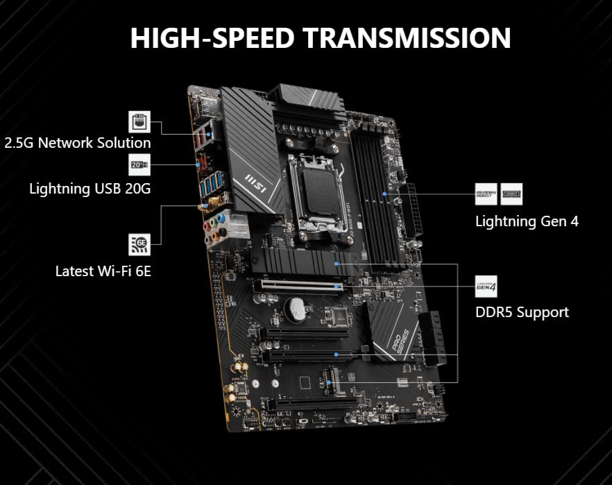 Procesador de escritorio desbloqueado AMD Ryzen 7 7700X de 8 núcleos y 16 subprocesos AM5 de 5,4 GHz con placa base MSI PRO B650-P WiFi ProSeries (AMD AM5, ATX, DDR5, PCIe 4.0) INLAND Micro Center 