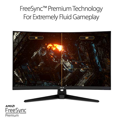 Monitor curvo ASUS TUF Gaming 32" 1440P HDR (VG32VQ1B): QHD (2560 x 1440), 165 Hz (compatible con 144 Hz), 1 ms, desenfoque de movimiento extremadamente bajo, altavoz, FreeSync Premium, montaje VESA, DisplayPort, HDMI, NEGRO 