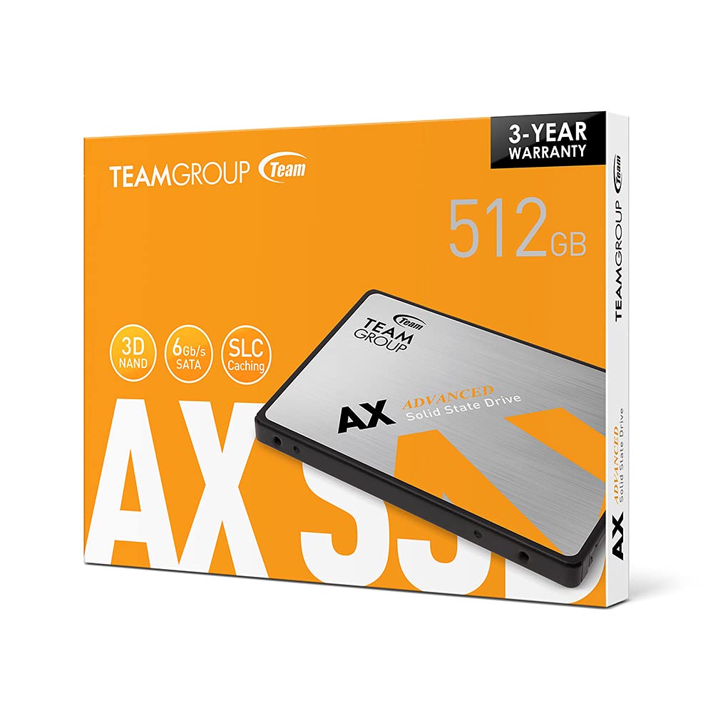 TEAMGROUP AX2 512GB 3D NAND TLC 2.5 Inch SATA III Internal Solid State Drive SSD (Read Speed up to 540 MB/s) Compatible with Laptop & PC Desktop T253A3512G0C101