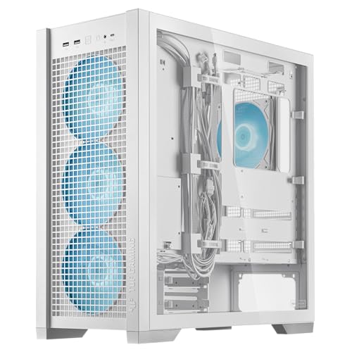 ASUS TUF Gaming GT501 White Edition Mid-Tower Computer Case for up to EATX Motherboards with 2 x USB 3.1 Front Panel, Smoked Tempered Glass, Steel Construction, and Four Case Fans