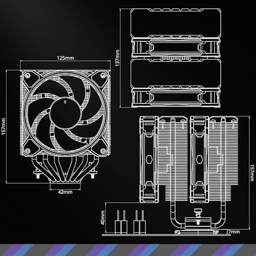 Cooler Master Hyper 212 Halo Black CPU Air Cooler, 120 Halo² PWM Fan, Dual Loop ARGB, Aluminum Top Cover, 4 Copper Heat Pipes, 154mm Tall, AMD Ryzen AM5|AM4, Intel LGA 1851|1700|1200 Brackets