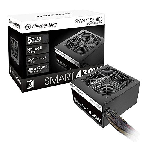 Thermaltake Smart 500W 80+ White Certified PSU, Continuous Power with 120mm Ultra Quiet Cooling Fan, ATX 12V V2.3/EPS 12V Active PFC Power Supply PS-SPD-0500NPCWUS-W